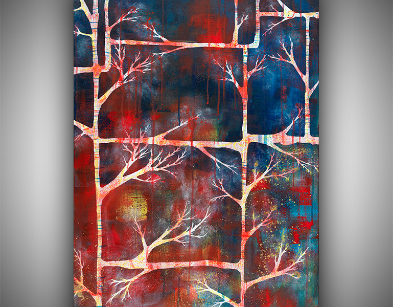 100% Hand-Painted Original Abstract Painting on Canvas – Woven Into Branches (30×20)